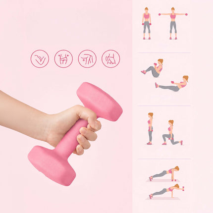 Dumbbell Set with Stand, 1–3 kg, Non-Slip PVC Coated