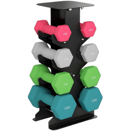 Dumbbell Set with Stand, 8 Weights, Non-Slip Grip