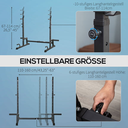Adjustable dumbbell and barbell rack, steel, capacity 150 kg