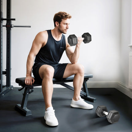 Dumbbells, Knurled Grip, Cast Iron, 2 x 12.5 kg