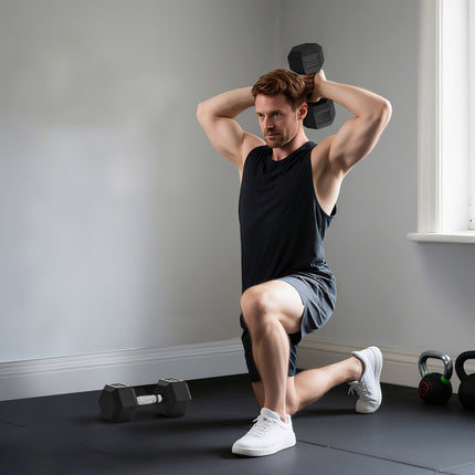 Dumbbells, Knurled Grip, Cast Iron, 2 x 20kg for Home Gym