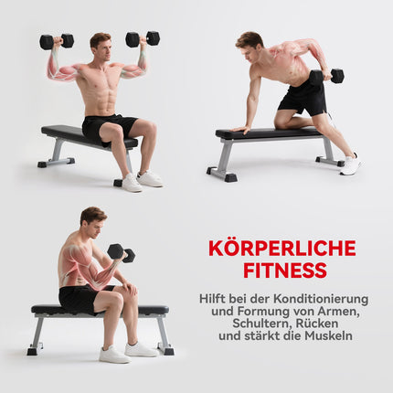 Dumbbells, Knurled Grip, Cast Iron, 2 x 20kg for Home Gym