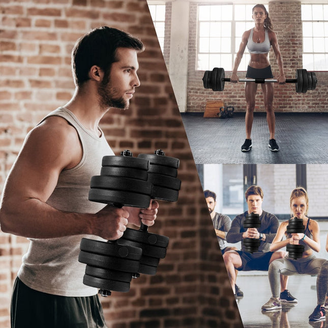 Halterset 2 in 1 halterset van 2 gewichtsschijven halterschijven krachttraining met 16 gewichtsschijven