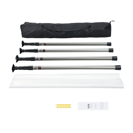 Dust Barrier Poles Set, 4 Telescoping 12 Ft, 32.8x13.1 Ft Film