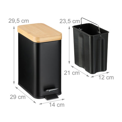 Dustbin for bathroom 5 liters with bamboo lid