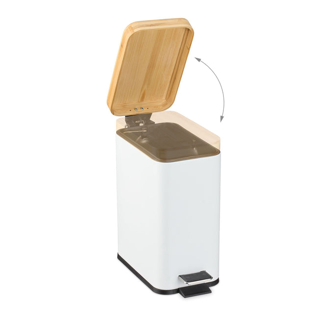 Afvalbak voor badkamer 5 liter met bamboe deksel