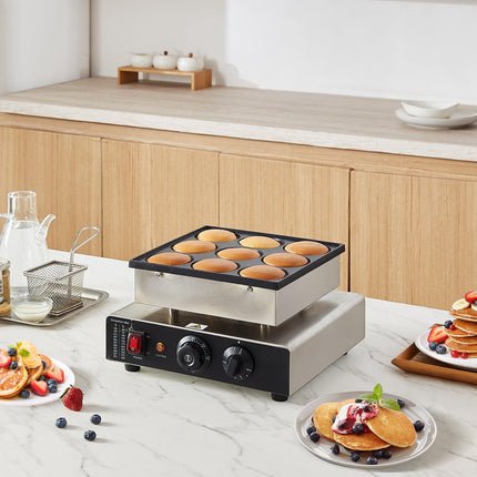 Dutch Pancake Maker 9-Hole 76mm, 850W Temp Timer