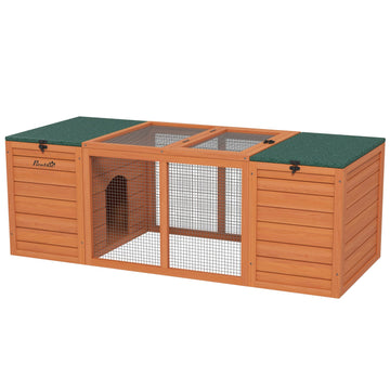 Dwarf rabbit hutch, wood with run, indoor/outdoor 140 cm