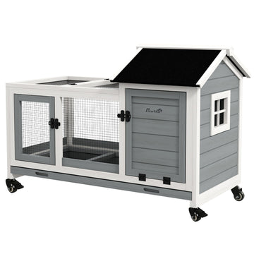 Dwarf rabbit cage, wooden, with tray and cover, indoor/outdoor