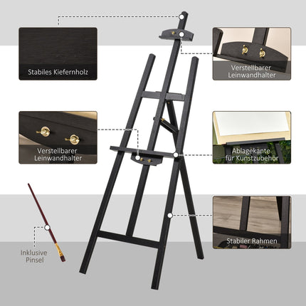 Adjustable pine easel for art painting, 90° foldable