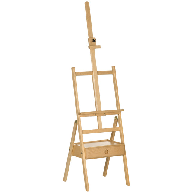 Height-adjustable wooden easel for canvases up to 92 cm