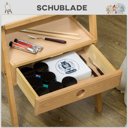 Height-adjustable wooden easel for canvases up to 92 cm