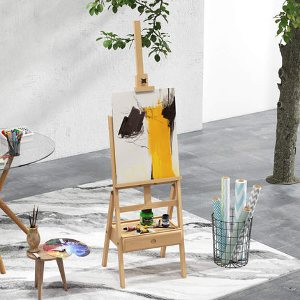 Height-adjustable wooden easel for canvases up to 92 cm