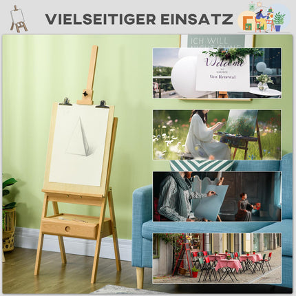 Height-adjustable wooden easel for canvases up to 92 cm