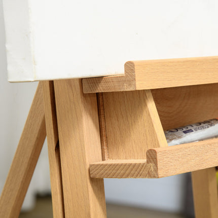 Adjustable easel in beech wood with wheels - foldable stand in canvas