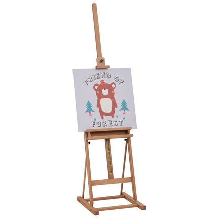 Adjustable easel in beech wood with storage, 53-230cm