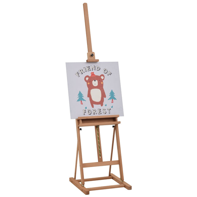 Adjustable easel in beech wood with storage, 53-230cm