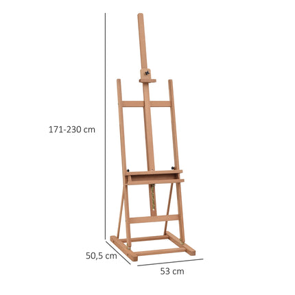 Adjustable easel in beech wood with storage, 53-230cm