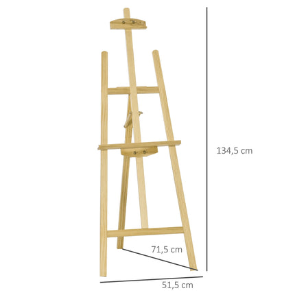 Adjustable pine easel - natural finish, 51.5x71.5x134.5 cm