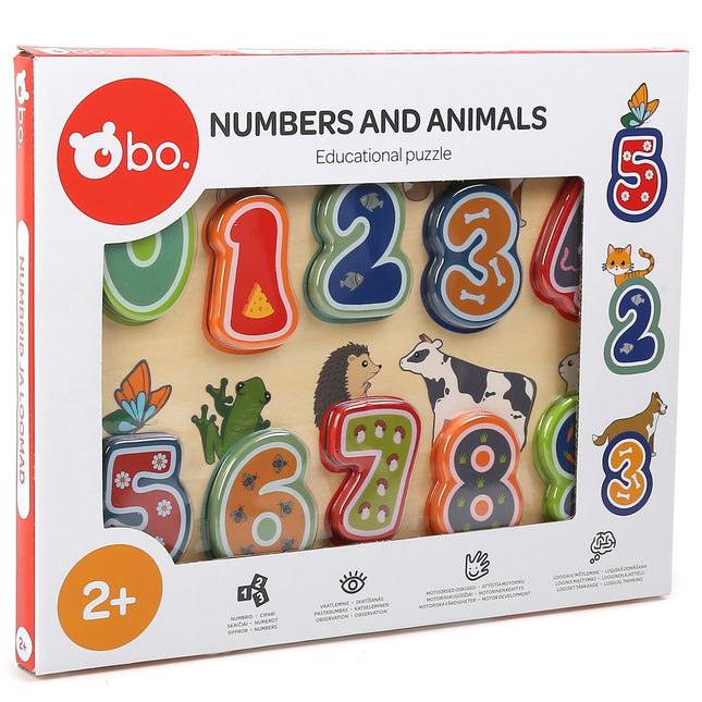 Educational Wooden Puzzle for Kids - Numbers and Animals