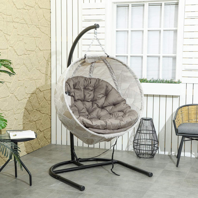 Outdoor Egg Chair with cup holder, foldable, removable seat