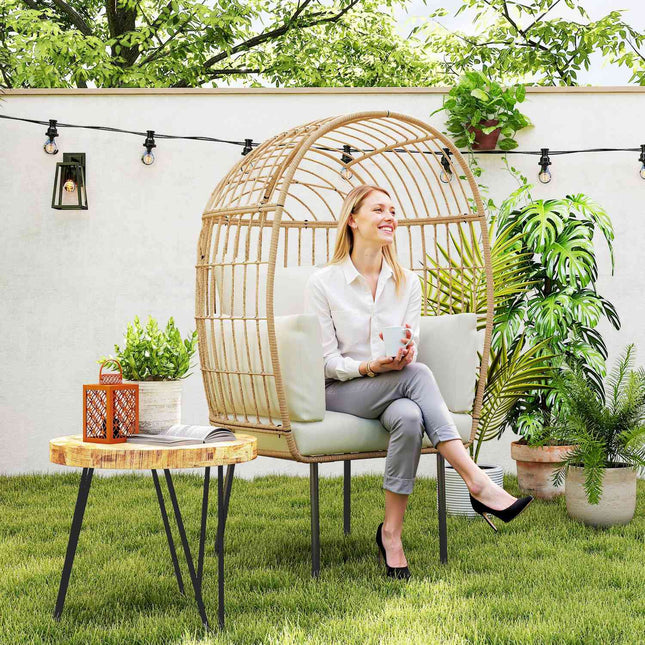 Oversized weatherproof egg chair with removable cushion