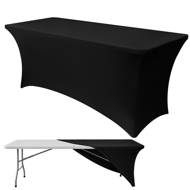 Elastisch zwart bankettafelkleed 180x75 cm