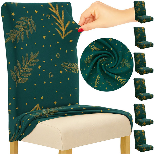 Elastic Christmas Chair Covers, Green, Set of 6