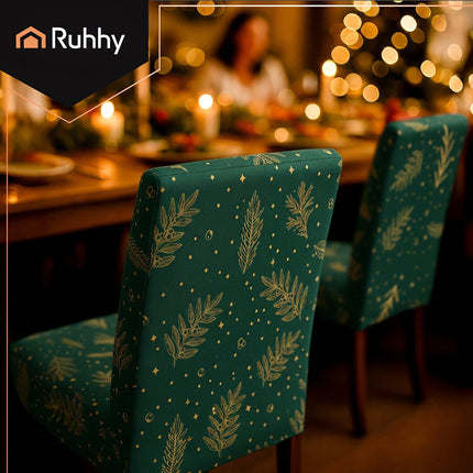 Elastic Christmas Chair Covers, Green, Set of 6