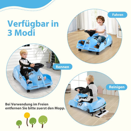 Electric 12V Kids Go-Kart with Remote & Removable Mop