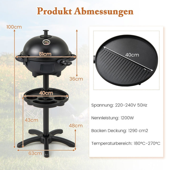 Electric BBQ Grill – 1200W, Dual-Zone, Non-Stick Plate
