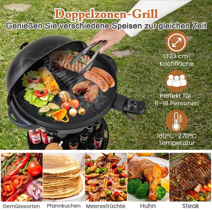 Electric BBQ Grill – 1200W, Dual-Zone, Non-Stick Plate