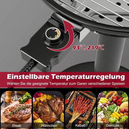 Electric BBQ Grill with Removable Non-Stick Rack, Black