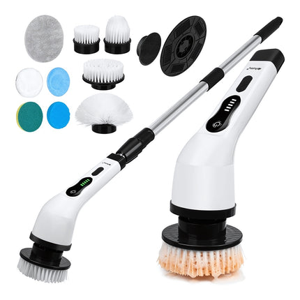 Electric Bathroom Brush with 9 Heads and Telescopic Handle, Cordless, 1500 mAh