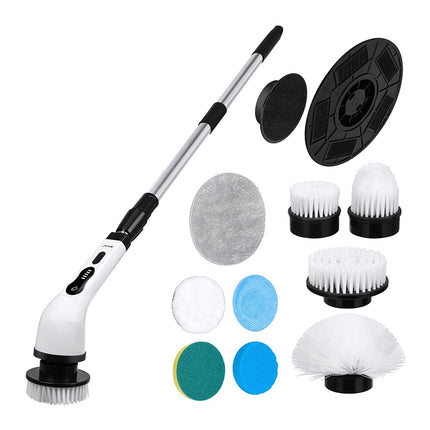 Electric Bathroom Brush with 9 Heads and Telescopic Handle, Cordless, 1500 mAh