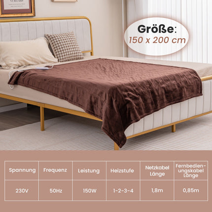 Electric Blanket 150 x 200 cm, Remote Control, Auto Shut-Off