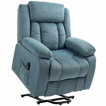 Electric Blue Recliner Chair with Remote & Side Pockets