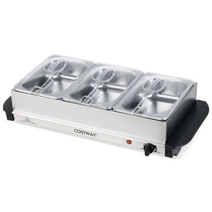Electric Buffet Warmer, 3 Removable Trays, Adjustable Temp