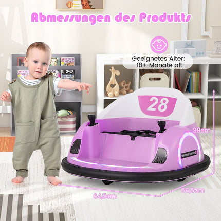 Electric Bumper Car for Kids with LED Lights, Pink