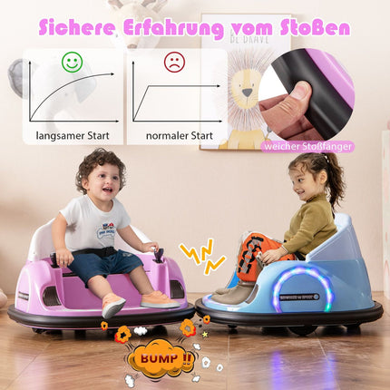 Electric Bumper Car for Kids with LED Lights, Pink