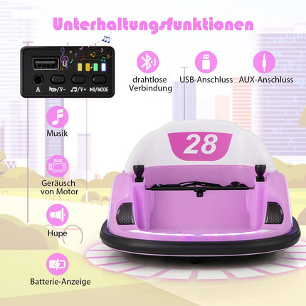 Electric Bumper Car for Kids with LED Lights, Pink