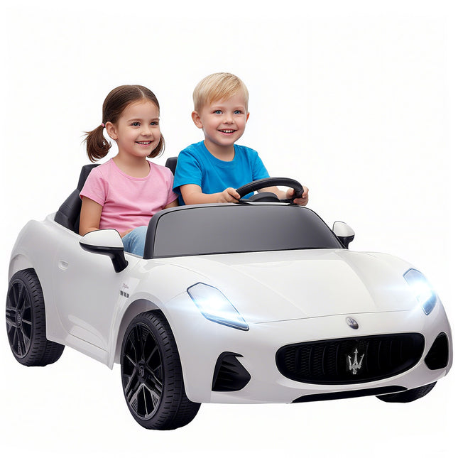 Electric Car for Kids, 2-Seater, 12V, Remote, LED, White