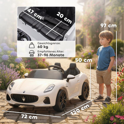Electric Car for Kids, 2-Seater, 12V, Remote, LED, White