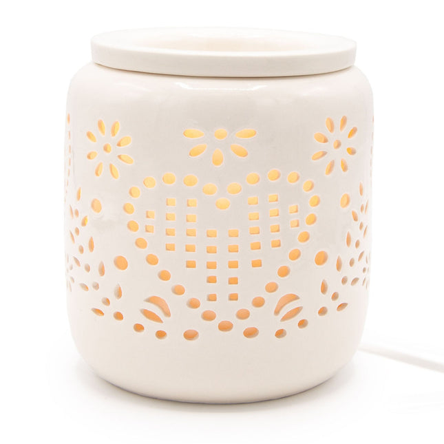 Electric Ceramic Fragrance Lamp – Heart Pattern, Safe & Stylish
