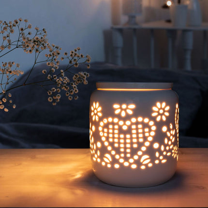 Electric Ceramic Fragrance Lamp – Heart Pattern, Safe & Stylish