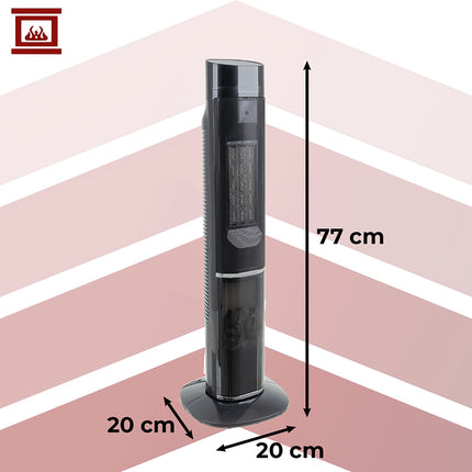 Electric Column Heater, 2000W, Fireplace Effect, Remote
