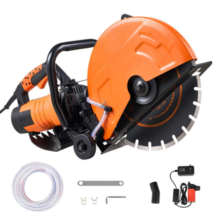 Electric Concrete Saw, 14 In Blade, Wet Dry, Water Pump