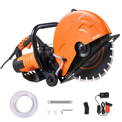 Electric Concrete Saw, 14 In Blade, Wet Dry, Water Pump