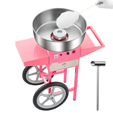 Electric Cotton Candy Machine with Cart, 1000W, Pink