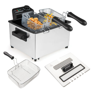 Electric Deep Fryer, 2000W, 5L, 3 Baskets, Adjustable Temp